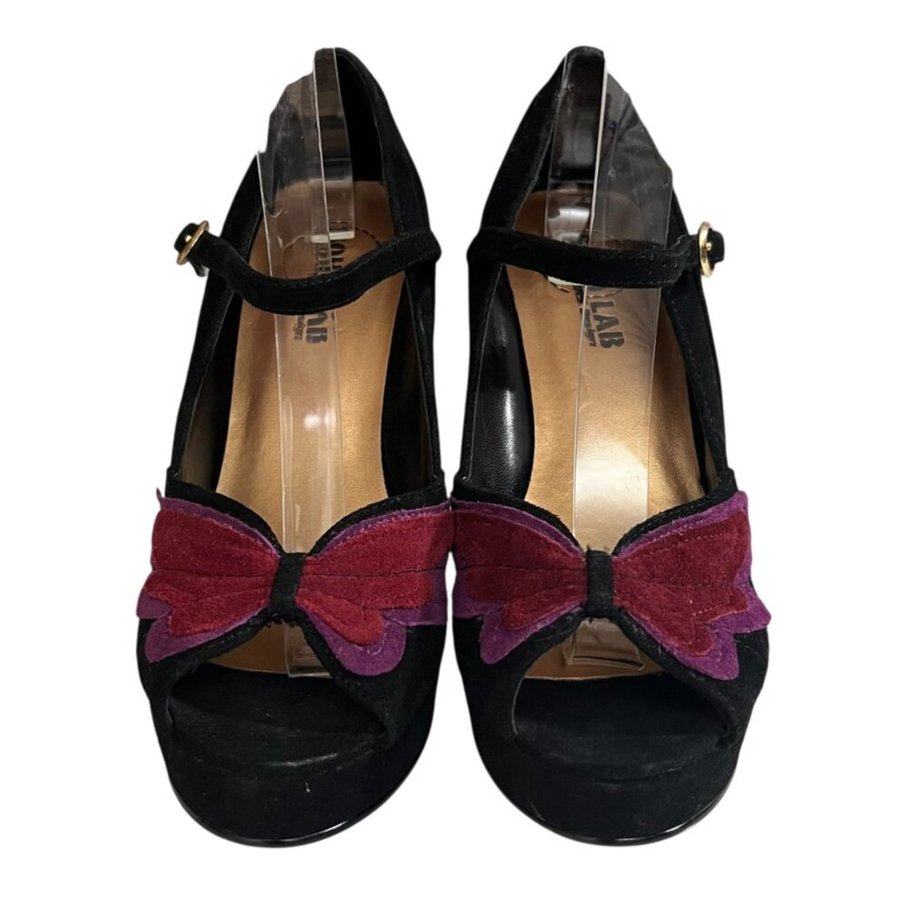 90s Skechers Soho Lab Black Suede Whimsigoth Platform‎ Butterfly Sandals Size 8 - Picture 3 of 8
